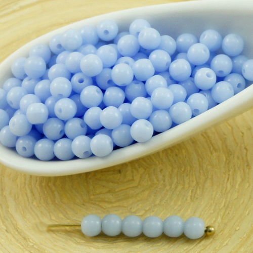 100pcs opaque bleu clair violet ronde verre tchèque perles de petite entretoise de graines de rocail sku-31664