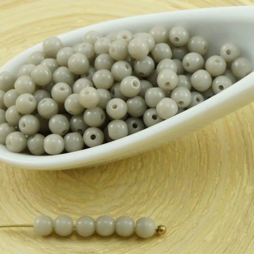 100pcs opaque gris clair ronde verre tchèque perles de petite entretoise de graines de rocailles 3mm sku-31668