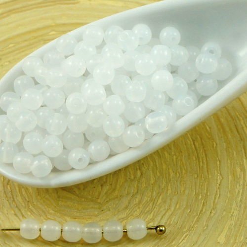100pcs blanc opale de mer de la pierre de lune opaque ronde verre tchèque perles de petite entretois sku-31670