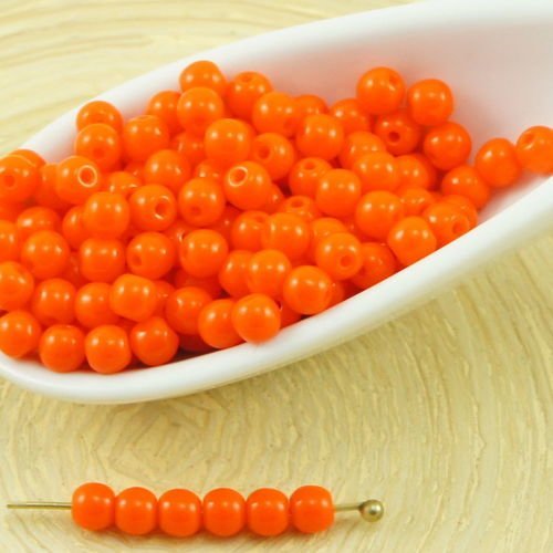 100pcs opaque orange halloween ronde verre tchèque perles de petite entretoise de graines de rocaill sku-31674
