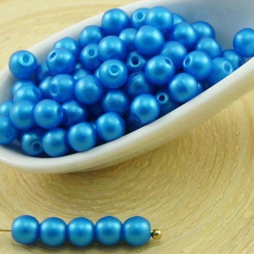 100pcs perles brillent bleu azur tour druk verre tchèque pressé de petite entretoise de 4mm sku-31778