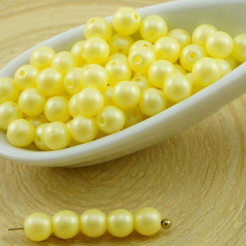 100pcs nacré pastel jaune cotton candy round druk verre tchèque pressé perles de petite entretoise d sku-31794
