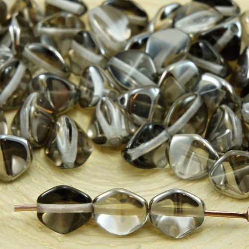 50pcs cristal clair metallic dark silver de la moitié de grosse pincée bicone facettes en verre tchè sku-32052