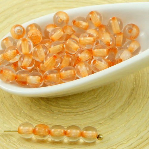 100pcs crystal orange doublée d'halloween ronde druk verre tchèque pressé perles de petite entretois sku-31757