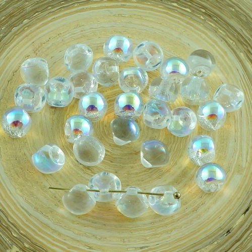30pcs crystal ab champignon bouton de verre tchèque perles de 6mm x 5mm sku-30339