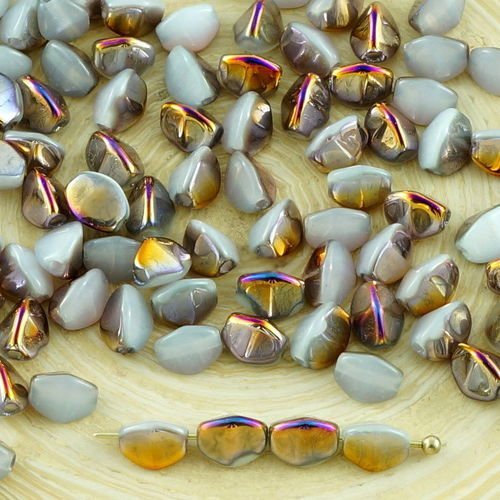 60pcs blanc metallic iris pourpre demi-pincée de verre tchèque entretoise bicone à facettes perles 5 sku-31131