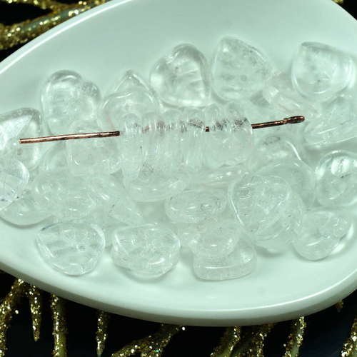 Claire en cristal tchèque en verre de feuille de perles 9mm x 9mm 36pcs sku-21412