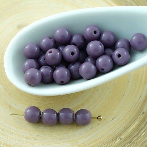 50pcs opaque violet verre tchèque ronde perles d'entretoise de 5mm sku-29144