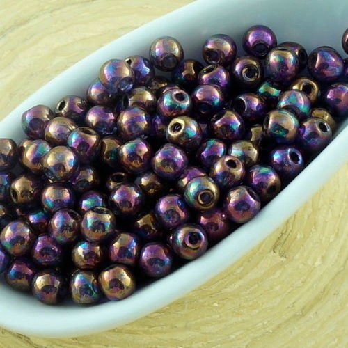 100pcs métallique iris vega violet lustre rond verre tchèque perles de petit écarteur 3mm sku-31199