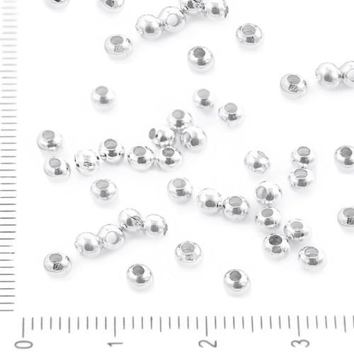 200pcs argent en vrac rond chromé à sertir perles pour la fabrication de bijoux en métal les conclus sku-37942