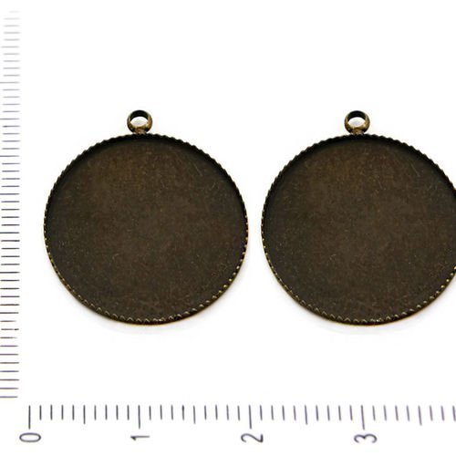 4pcs bronze antique plat rond pendentif cabochon de réglage camée plateau en métal conclusions de 20 sku-37959