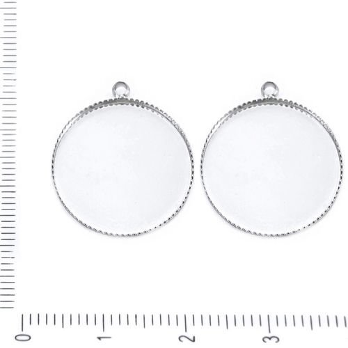 4pcs en argent plaqué plat rond pendentif cabochon camée paramètre de tiroir en métal conclusions de sku-37962