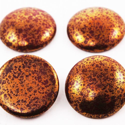 2pcs opaque de corail rouge en terre cuite bronze tour en forme de dôme à dos plat cabochon en verre sku-38031