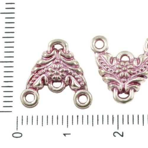 14pcs antique ton argent rose patine de lavage à plat triangle de fleur de lustre pendants de boucle sku-37072