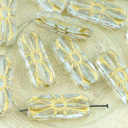 6pcs crystal clear or patine de lavage à plat sculpté long rectangle fleur floral bow tie araignée d sku-35363