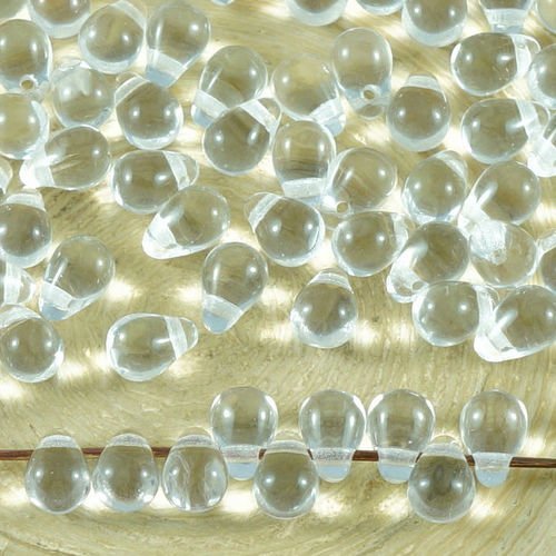 40pcs claire en cristal de larme petite de verre tchèque perles de 4 mm x 6 mm sku-35632