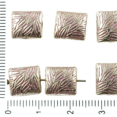 8pcs antique ton argent valentine rose patine de lavage à plat sculpté de feuilles soufflées rectang sku-36763