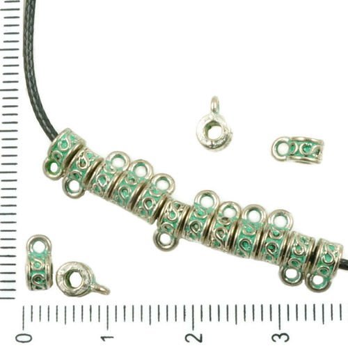 60pcs antique ton argent turquoise patine verte laver de petites agité bali caution charmes de perle sku-36267