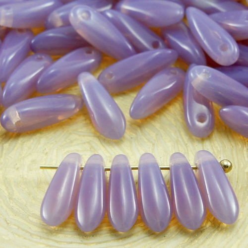 50pcs violet opal petit poignard à plat de feuilles de verre tchèque perles 11mm x 3mm sku-32798