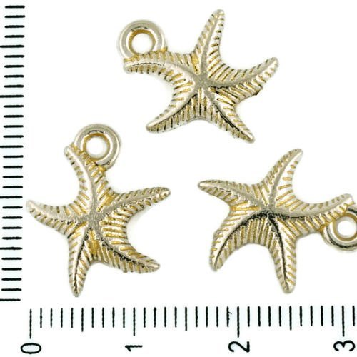 8pcs tchèque mat or patine antique ton argent étoile de mer des animaux marins en mer charms pendent sku-33959