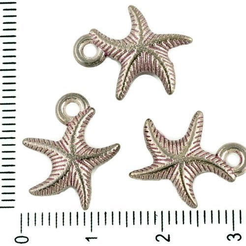 8pcs tchèque valentine rose patine antique ton argent étoile de mer des animaux marins en mer charms sku-33960