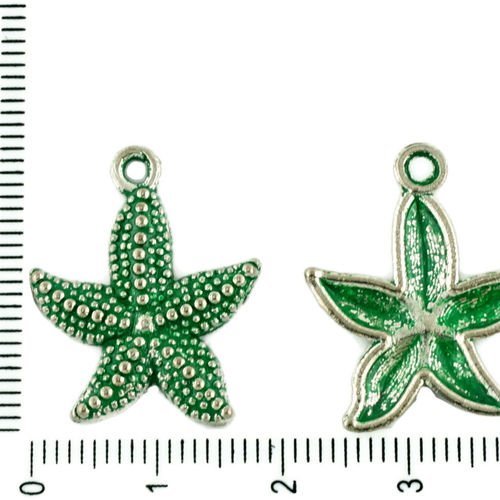 8pcs tchèque vert turquoise patine antique ton argent grosses étoiles de mer des animaux marins en m sku-33965
