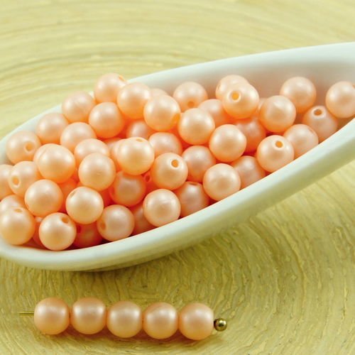 100pcs nacré saumon orange en coton candy round druk entretoise de semences de verre tchèque perles  sku-33710