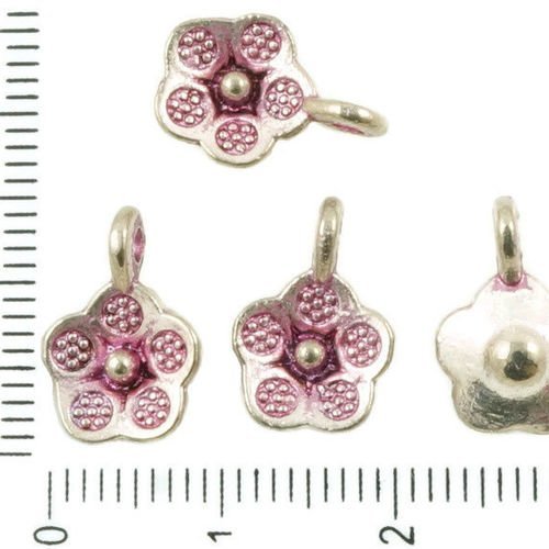 20pcs antique ton argent valentine rose patine laver les ne-m'oubliez-pas de fleurs floral pendentif sku-36338