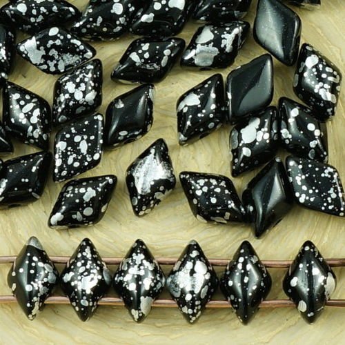 60pcs picasso en terre cuite de l'argent tacheté de noir matubo gemduo losange de diamant de deux 2  sku-35843