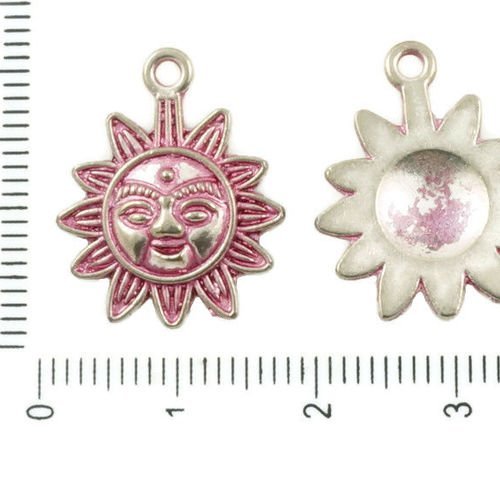 10pcs antique ton argent valentine rose patine de lavage à plat de soleil aztèque maya pendentif cha sku-36903