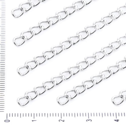 1m 3.3 ft 1.1 m en plaqué argent de forme ovale de l'ouverture de la chaîne de fabrication de bijoux sku-38038