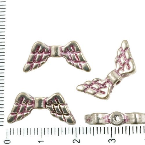 6pcs antique ton argent valentine rose patine laver les ailes de l'ange de noël de pâques de perles  sku-36304
