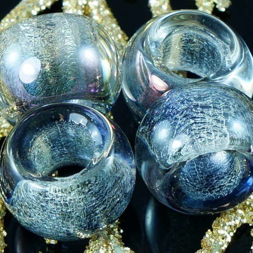 Gris argent pourpre cristal tchèque ronde grand trou perles en verre de 13 x 9 mm 4pcs sku-18697