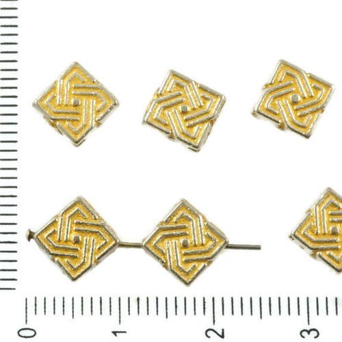 16pcs antique ton argent mat or patine plat losange carré celtique celtik keltic noeud perles des de sku-36744