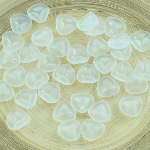 50pcs blanc mat tchèque de pétale de rose perles de verre fleur plat de de 8mm x 7mm sku-28470