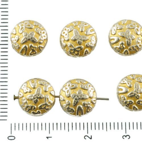 8pcs antique ton argent mat or patine de lavage à plat monnaie rond motif papillon perles des deux c sku-36734