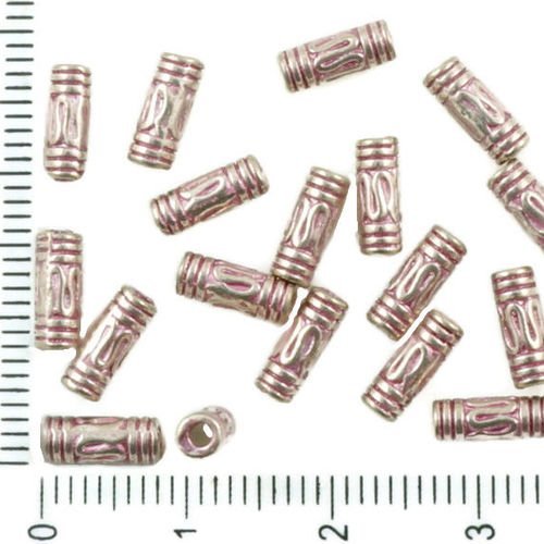 40pcs antique ton argent valentine rose patine laver de petites entretoise agité rayé tube de perles sku-36279