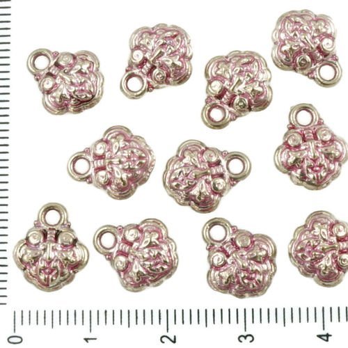 14pcs antique ton argent rose patine de lavage à plat sculpté pendentif longévité de vie de verrouil sku-36813