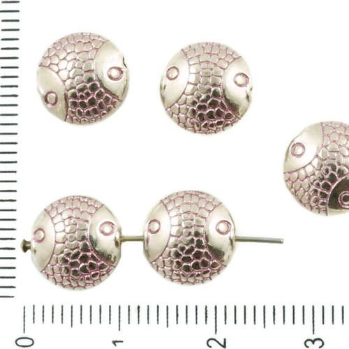 10pcs antique ton argent rose patine laver rond plat soufflé pièce de poisson marin de la mer de per sku-36833