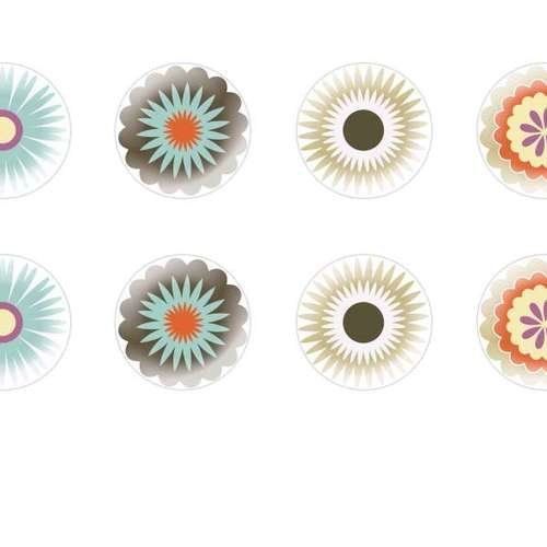 12pcs x 14mm à la main rond en forme de dôme verre tchèque en de cabochon rétro ornements floraux 1  sku-20551