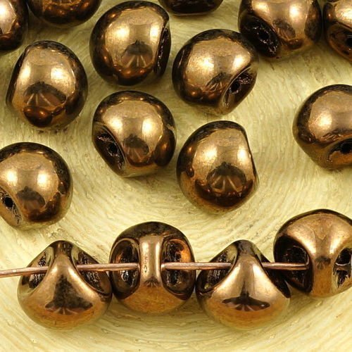 12pcs métallique de lumière en bronze lustre grand champignon bouton de verre tchèque perles de 9mm  sku-35442