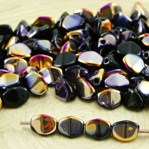 60pcs métallique iris violet noir la moitié de grosse pincée bicone à facettes entretoise tchèque pe sku-32080