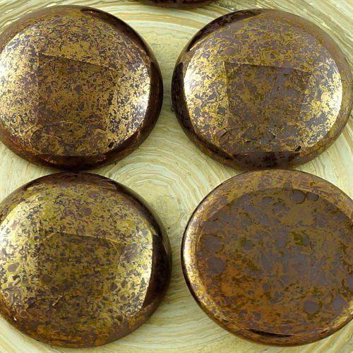 1pcs picasso brun lustre en terre cuite rond bombé verre tchèque cabochon 25mm sku-30602