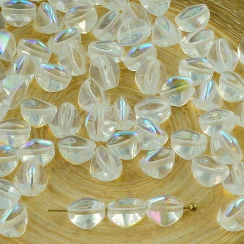 50pcs crystal ab grosse pincée bicone facettes en verre tchèque perles d'entretoise de 7mm sku-31098