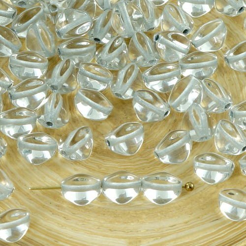 50pcs argent cristal doublé grosse pincée bicone facettes en verre tchèque perles d'entretoise de 7m sku-31115