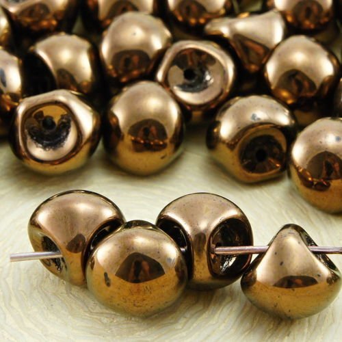 12pcs tanzanite violet métallisé bronze lustre grand champignon bouton de verre tchèque perles de 9m sku-32145