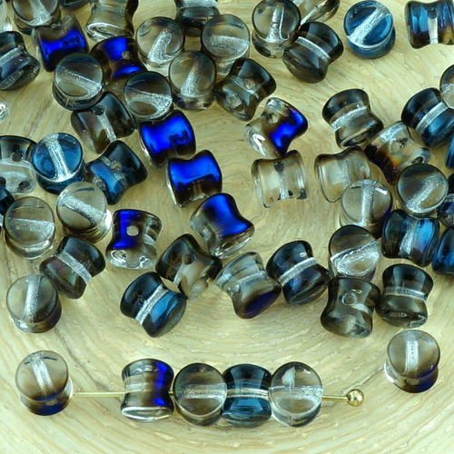 60pcs cristal clair bleu azur métallisé moitié pellet preciosa diablo dogbone tchèque perles de verr sku-32535
