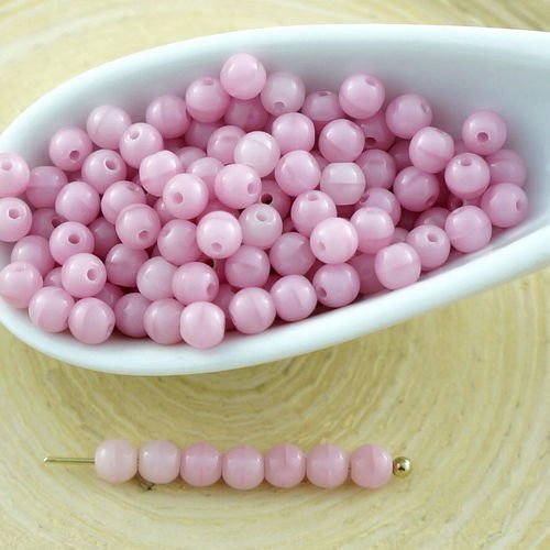 100pcs opaque valentine rose ronde verre tchèque perles de petit écarteur 3mm sku-28985