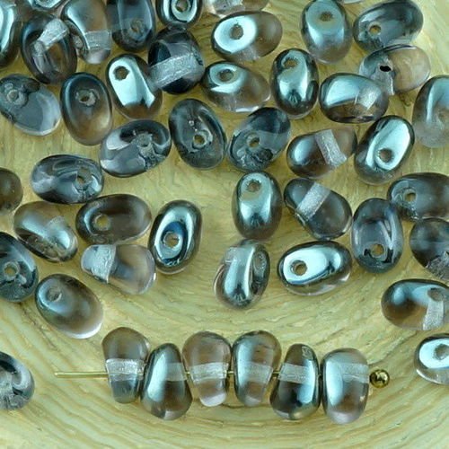 60pcs crystal dark silver de la moitié de larme tchèque perles de verre de 4mm x 6mm sku-32861