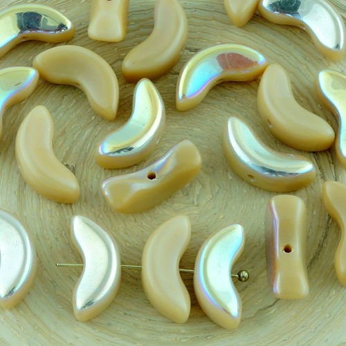 14pcs beige opaque ab moitié de grandes ailes d'ange de pâques entretoise tchèque perles de verre de sku-32981